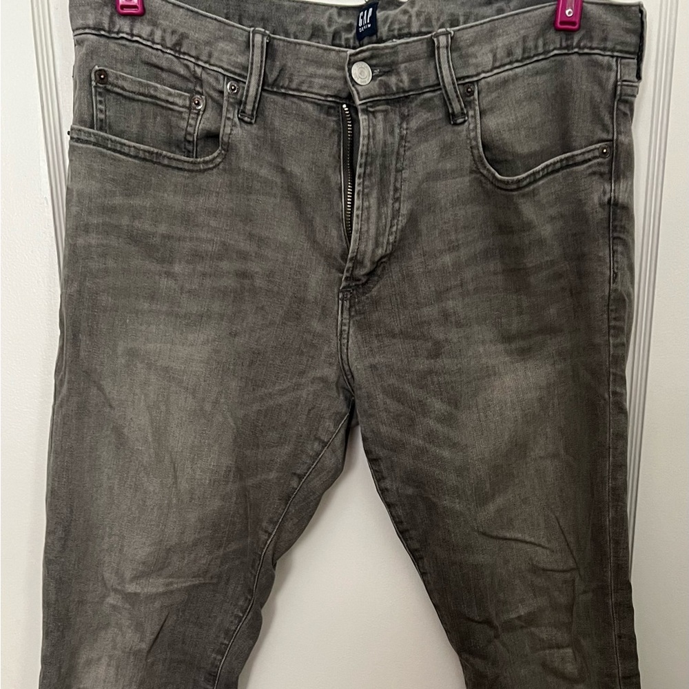 Gap 1969 Skinny Stretch Distressed  Gray Wash Jeans Men's Size 33x32